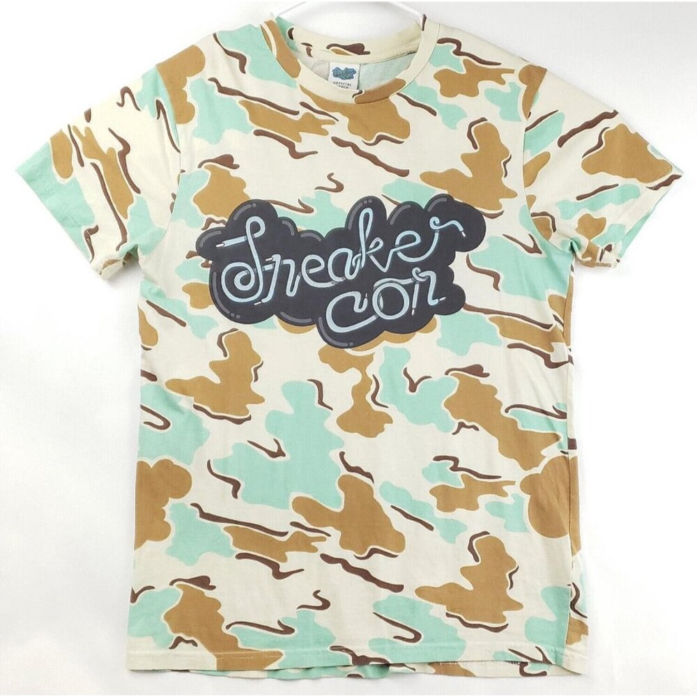 Sneaker Con T-Shirt Mens Large White Blue Camouflage Short Sleeve Crew Neck